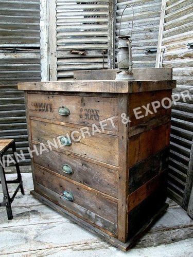 Handmade Rustic Wood Reclaimed Four Drawer Side Board