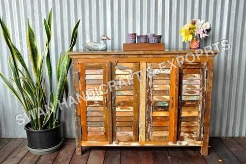Handmade Rustic Wood Reclaimed Shutter Door Side Board