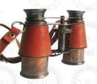 Antique Leather Sheathed Brass Binocular