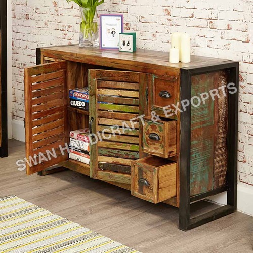 Handmade Reclaimed Wood 6 Drawer Side Board