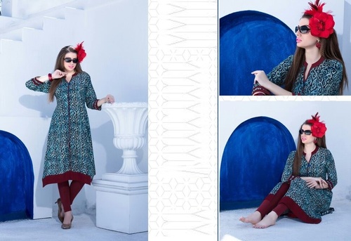 Blue Fancy Rayon Kurtis