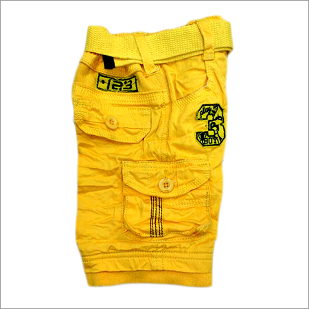 Kids Yellow Cotton Cargo Shorts