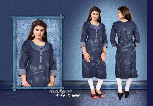 Blue Printed Cotton Kurti