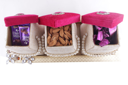 Designer White Color Handmade Gift Box Set of 3 Pcs