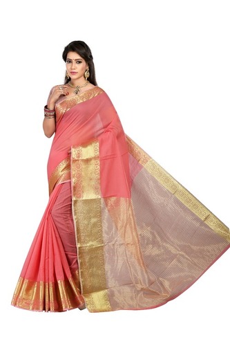 Jacquard Pink Silk Saree