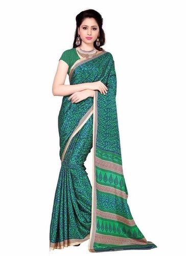 Printed Green Silk Saree