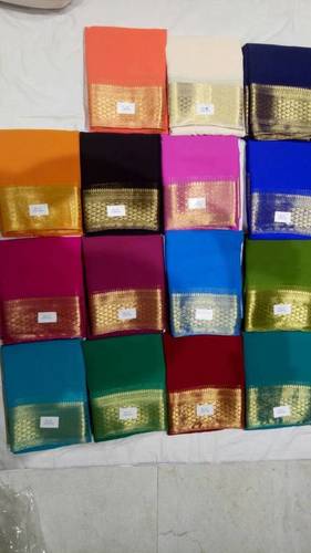 Orange Pure Chiffon Saree