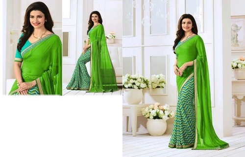 Green Silk Printed Saree