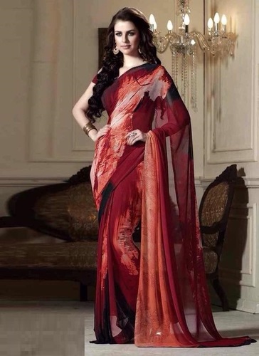 Maroon Georgette Saree