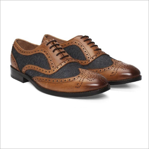 Mens Party Wear Shoes - Leather, Size 8-12, Brown, Lace-up | Wingtip Style, Durable, Comfortable, Stylish, 1 Inch Heel