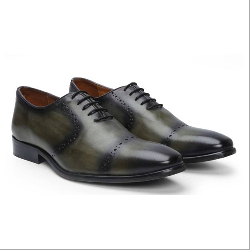 Mens Party Wear Shoes - Leather, Various Sizes, Olive Green | Lace-up, Stylish Design, Comfortable Fit, Durable, Low Heel Rubber Sole