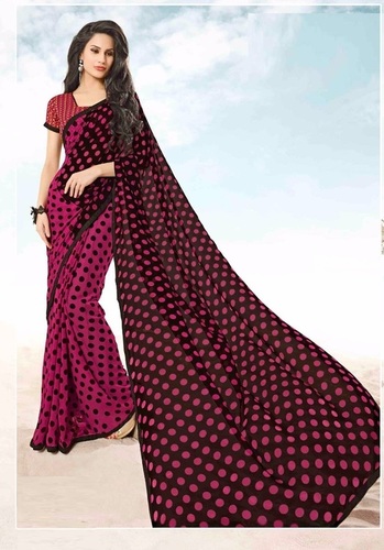 Georgette Saree - Printed Design, Maroon Color | Bollywood Style, All-Season Versatility, Easy to Drape