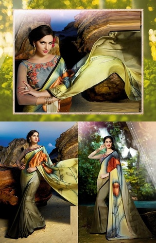 Green Designer Printed Sarees