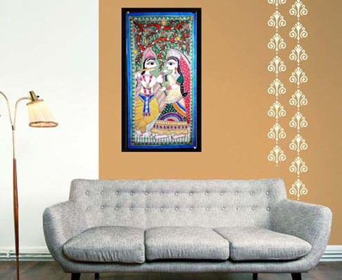 Mithila Krishna Radha Paintings Medium: Acrylic