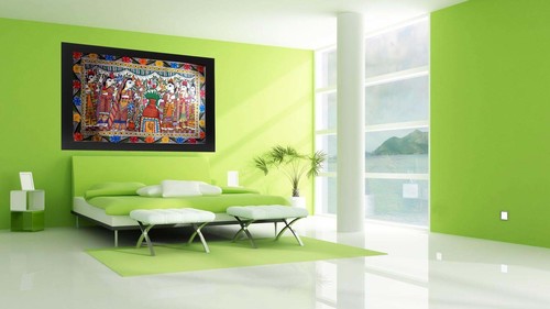 Mithila Krishna Radha Wedding Painting Medium: Acrylic