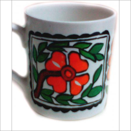 Coffee Mug With Madhubani Flower Painting Bag