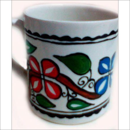 Coffee Mug With Madhubani Flower Painting Bag