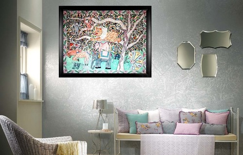 Mithila Animals Painting Medium: Acrylic