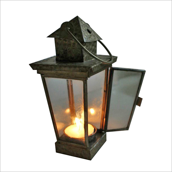Dull Gold T Light Candle Lantern