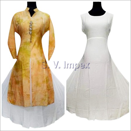 Ladies Anarkali Kurti - Cotton Blend Fabric , Elegant Ethnic Style for Daily Wear and Party Events