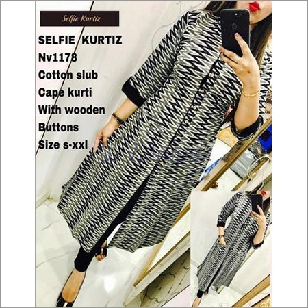 Ladies Digital Print Kurti - Cotton Material, Customized Size | Trendy Style for Girls
