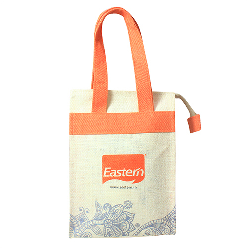 Orange And Cream Jute Bag