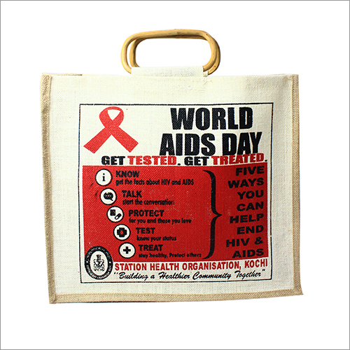 Red And Cream Jute Bag