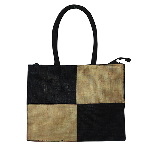 Black And Cream Jute Bag