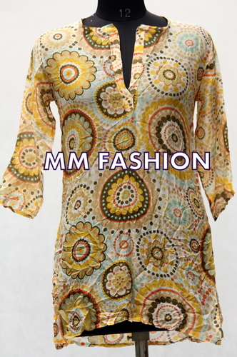 PRINTED KURTI - Cotton Blend, Plus Size | Anti UV, Anti Wrinkle, Breathable, Quick Dry, All Season, Full Sleeves