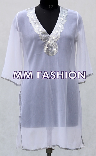 Designer Georgette Kurti - Full Sleeves, Customized & Plus Size | Breathable, Cool Dry, Non-Toxic, All-Season Wear