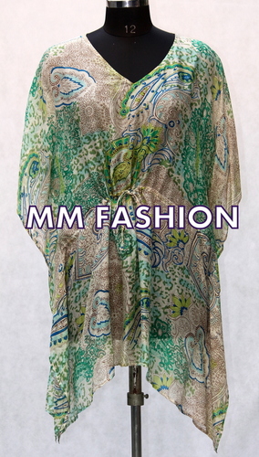 Ladies Kaftan - Printed Silk Fabric Plus Size & Customized Options | Anti-UV Breathable Quick Dry Non-Toxic All-Season Wear