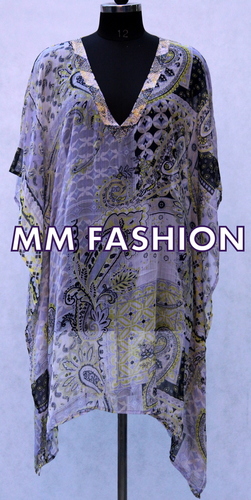 Ladies Printed Kaftan - Silk Material, Plus Size & Customized Fit | Anti-UV, Breathable, Quick Dry, Non-Toxic, All Season Wear