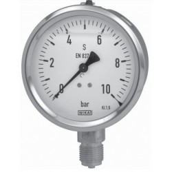 WIKA Pressure Gauge - Copper Alloy 100 mm Size | Glycerine Filled Dual Scale High Accuracy