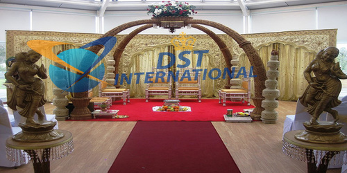 Fiber Look Wedding Mandap - Fiberglass, Customizable Dimensions, Brown | Easy Assembly, Weatherproof, Lightweight, Elegant Design