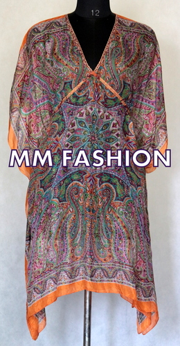 Womens Printed Kaftan - Silk, Plus Size, Short Sleeves | Anti-uv, Breathable, Quick Dry, Non-toxic, Smooth Finishing