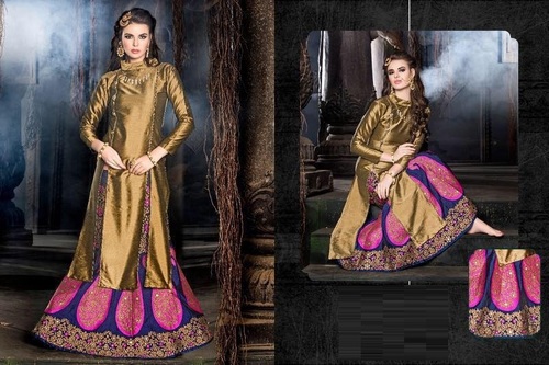 Banarasi Silk Fancy Readymade Top & Lehanga Suit Online
