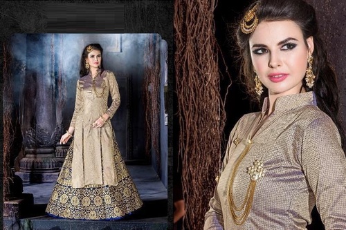 Full Sleeves Ready Made Silk Top & Lehanga