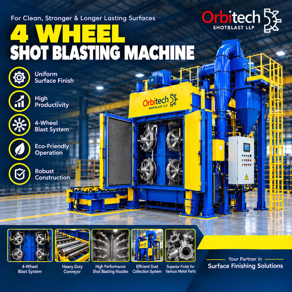 4 Wheel Shot Blasting Machine - Capacity: 4-8 Ton Per Hour