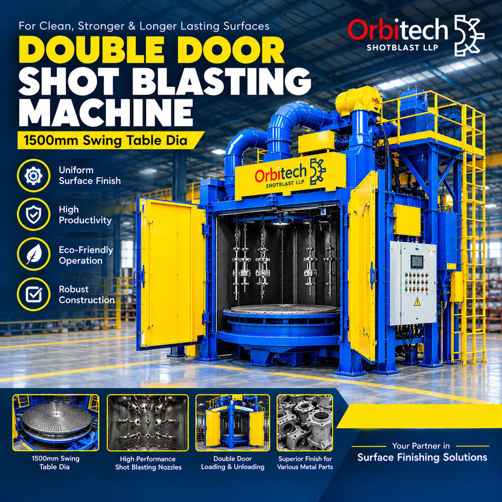 Double Door Shot Blasting Machine 1500Mm Swing Table Dia - Application: Mining