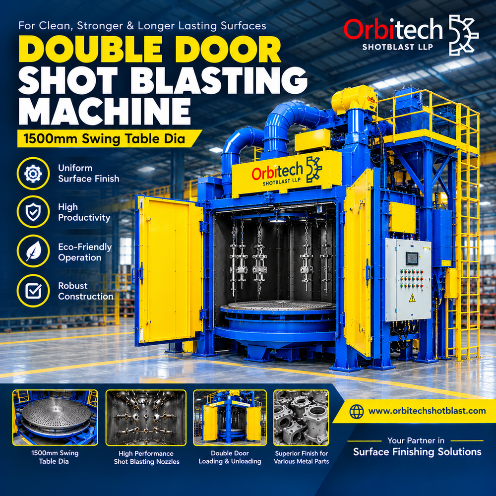 Double Door Shot Blasting Machine 1500Mm Swing Table Dia - Application: Mining