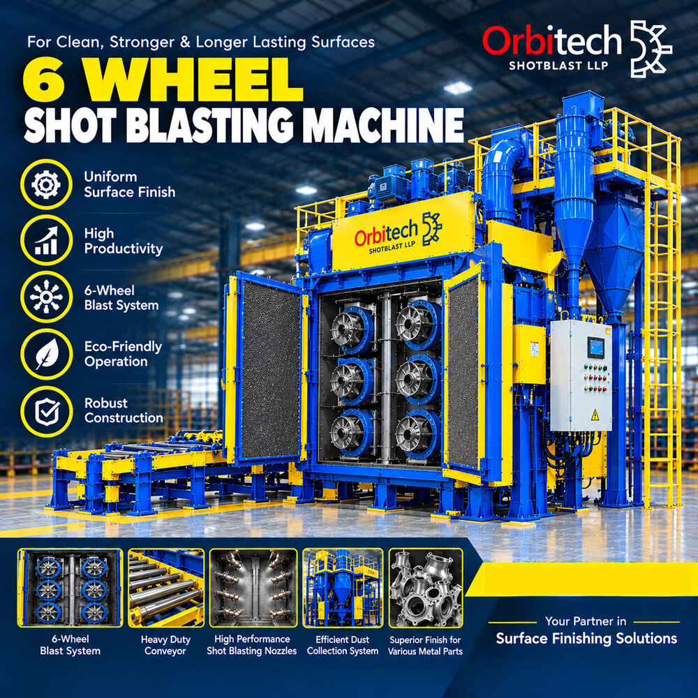 6 Wheel Shot Blasting Machine - Capacity: 600-1000 Kg/Hr