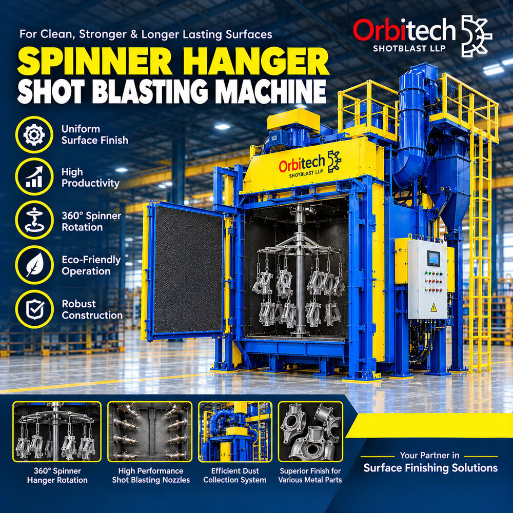 Spinner Hanger Shot Blasting Machine - Premium-Grade Raw Material, Standard Size, Blue Color | Remote Control System for Manual Blasting Operations