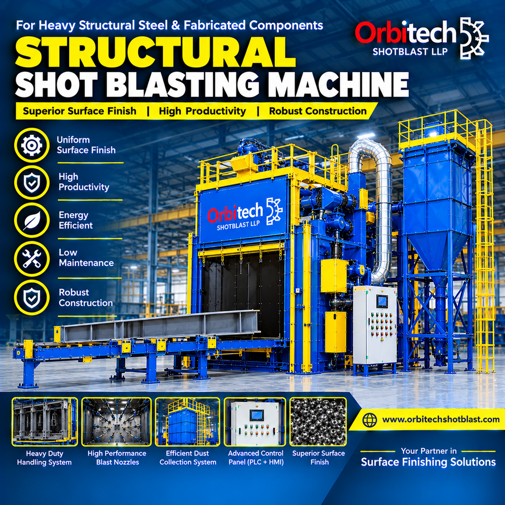 Structural Shot Blasting Machine - Design: Continuous Pass-Through With Roller Conveyor