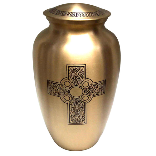 Celtic Knot Cross Brass Cremation Urn