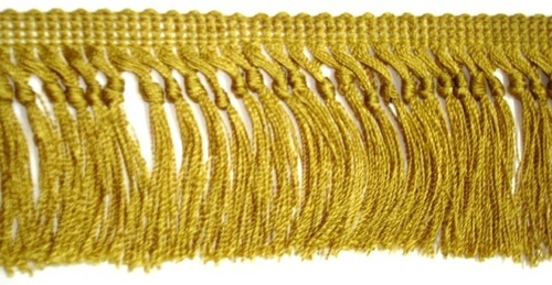 Golden Poly Fringe Trim - 2.5 inches | Modern Design, Finished Quality, Ideal for Home Furnishings and Apparel Accessories