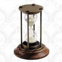 Antique Brass Sand Timer With Wooden Base (15 Min)