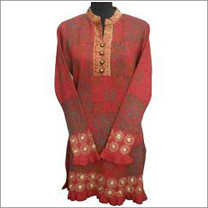 Ladies Woolen Long Kurti Decoration Material: Stones