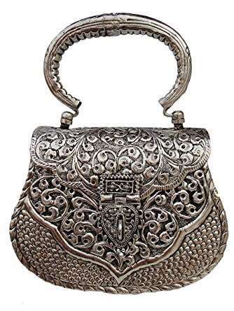 Designer Silver Color Metal Handbag