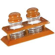 Wooden-Finish Plastic Salt and Pepper Shaker Set