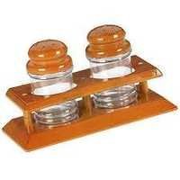 Wooden-finish Plastic Salt And Pepper Shaker Set - Color: Silver